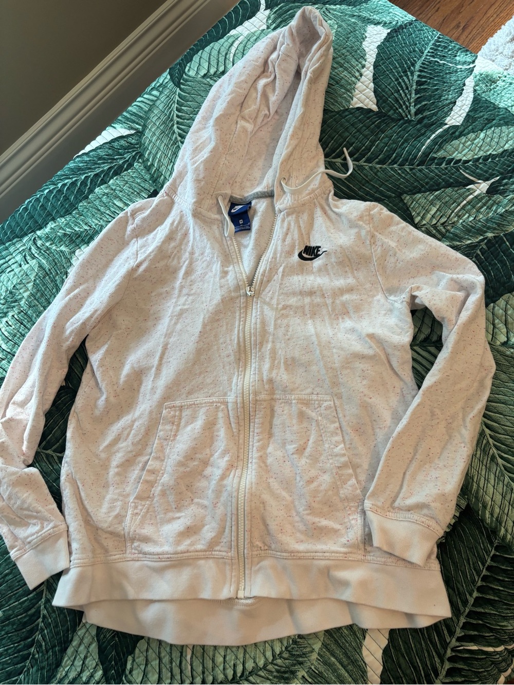 Nike  white Zip Hoodie with Multicolor Speckles